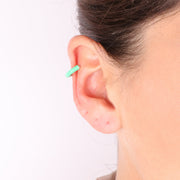 Ear Cuff in Argento a forma di cerchio con smaltati verdi
