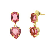 Orecchini in Argento 925 con punto luce e cuore pendente rosa