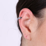 Ear Cuff in Argento a cerchio con zirconi blu