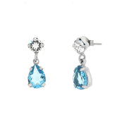 925 Silver earrings with blue teardrop crystal