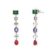 Earrings in 925 Silver with colored crystals