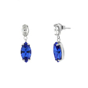 925 Silver shuttle earrings with blue crystals