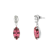 925 Silver shuttle earrings with pink crystal