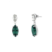 925 Silver earrings with green shuttle crystals