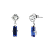925 silver baguette earrings with blue crystals