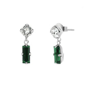 925 silver baguette earrings with green crystals