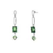 925 Silver earrings with green crystals