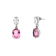925 Silver earrings with pink and white crystals