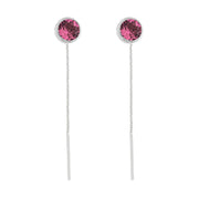 925 Silver earrings with fuchsia crystal