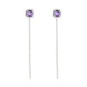 925 Silver earrings with purple light point
