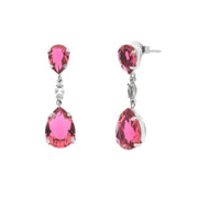 Drop earrings in 925 silver with pink crystals