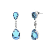 925 Silver earrings with blue teardrop crystals