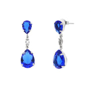Drop earrings in 925 silver with blue crystals
