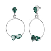 925 Silver hoop earrings with green crystals