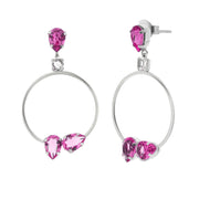 925 Silver hoop earrings with pink crystals