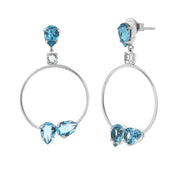 925 Silver hoop earrings with blue crystals