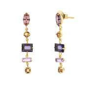 925 Silver earrings with pink and purple crystals