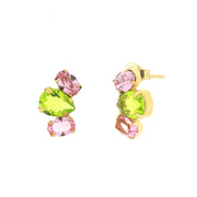 Orecchini in Argento 925 con cristalli rosa e verdi