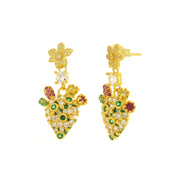 925 Silver earrings with cactus and colored zircons