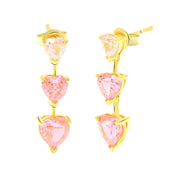 Orecchini in Argento 925  con zirconi rosa pendenti a cuore