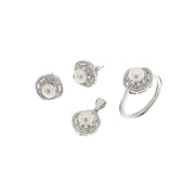 Set in Argento 925 set con perle e zirconi bianchi
