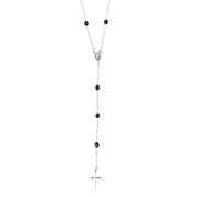Collana in Argento 925 rosario, con croce e cristallli neri