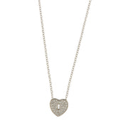 Collana in Argento 925 con lucchetto a cuore pendente impreziosito da pavè di zirconi bianchi