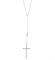 Collana in Argento 925  rosario con croce pendente impreziosita da zirconi