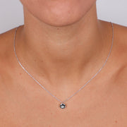 Collana in Argento 925 con punto luce pendente impreziosito da cristallo grigio
