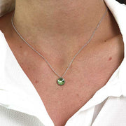 Collana in Argento 925 con punto luce pendente impreziosito da cristallo verde