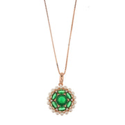 Collana in Argento 925 con pendente zirconato smeraldo e perline