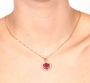 Collana in Argento 925 con pendente zirconato rubino e perline