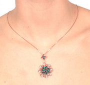 Collana in Argento 925 con pendente fiore  smeraldo