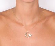 Collana in Argento 925 con pendente a forma di cerchio con farfalla e zirconi