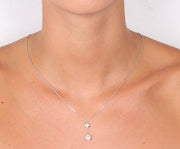Collana in Argento 925 con doppio punto luce pendente di cristalli bianchi