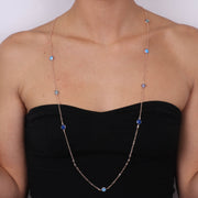 Collana in Argento 925 catena lunga con punti luce sparsi di cristalli sulle tonalità del blu