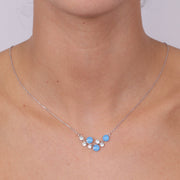 Collana in Argento 925  impreziosita da Cristalli azzurri e bianchi