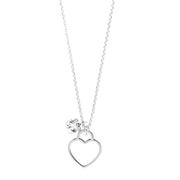 Collana in Argento 925 con cristallo e ciondolo forma cuore, pendenti.