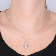 Collana in Argento 925 con punto luce pendente e grande cristallo centrale bianco