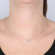 Collana in Argento 925 con ciondolo a forma di cuore pendente impreziosito da cristalli multicolore