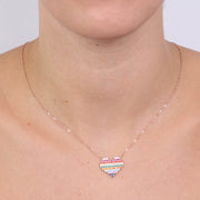 Collana in Argento 925 con cuore, impreziosito da zirconi multicolor