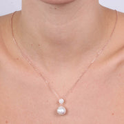 Collana in Argento 925 pendente con perla e zirconi bianchi