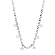 Collana in Argento 925 con stelle di zirconi bianchi pendenti