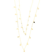 Collana in Argento 925 con catena a doppio giro impreziosito da stelle e punti luce pendenti