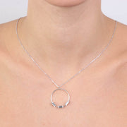 Collana in Argento 925 con cerchio pendente impreziosito da cristalli bianchi
