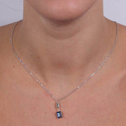Collana in Argento 925 pendente, con doppio cristallo taglio carrè