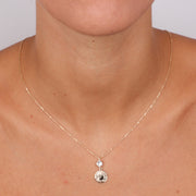 Collana in Argento 925 con medaglietta pendente e cristallo bianco