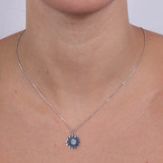 Collana in Argento 925  con margherita pendente e cistalli colorati