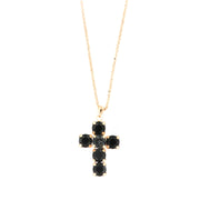 Collana in Argento 925 croce pendente arricchita da cristalli neri con al centro cristallo fumè.