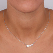 Collana in Argento 925 con pendente a tre stelle, impreziosito da un cristallo bianco pendente